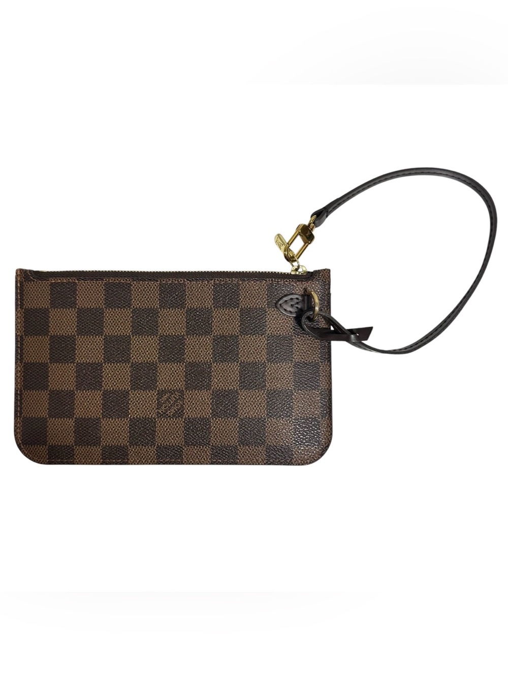 Louis Vuitton Damier Ebene Canvas & Leather Wristlet with Red Interior - Picture 3 of 14